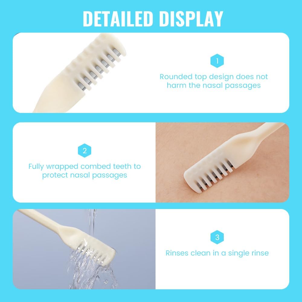 Nasal Hair Cutter - 2-in-1 Manual Nose Trimmer with Cleaning Brush | 360° Rotating Design, Double-Sided Tool for Men & Women (White, 3 PC)