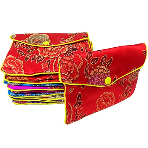 Honbay 12PCS Jewelry Silk Pouch Bags with Zipper Closure