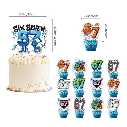 67 Birthday Decorations Set with Banner, Cake & Cupcake Toppers