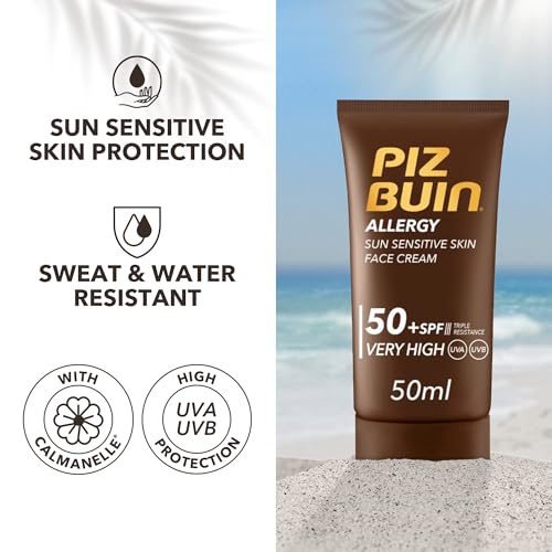Piz Buin Allergy Face Cream SPF50+ - 50ml Moisturizer for Sensitive Skin