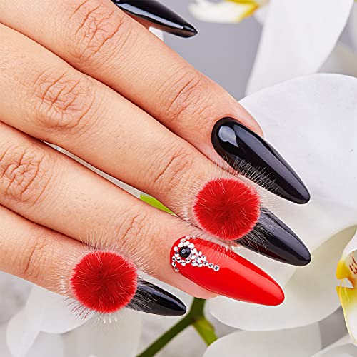 30-Piece Detachable Nail Pom Balls - 15 Colors Fluffy 3D Manicure Charms