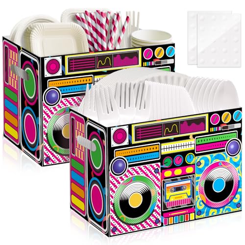 Retro Boom Box Utensil Holder - 2PCS 80s 90s Party Caddy