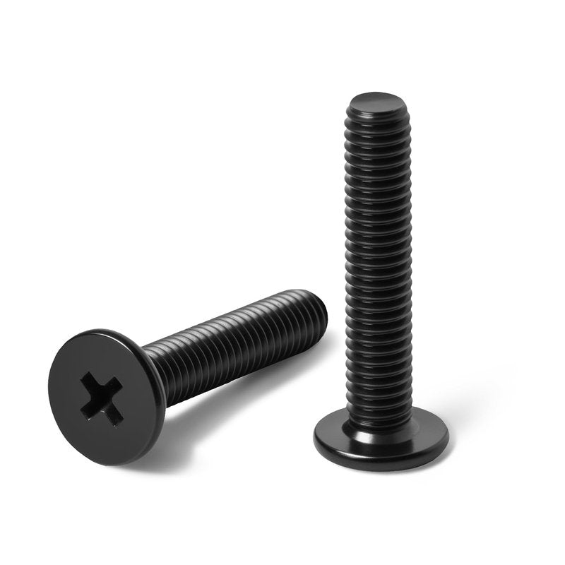 M3-0.5 x 10mm 50Pcs Flat Round Head Machine Screws, Black Oxide 304 Stainless Steel Phillips Cross Drive Screws Hardware Fastener