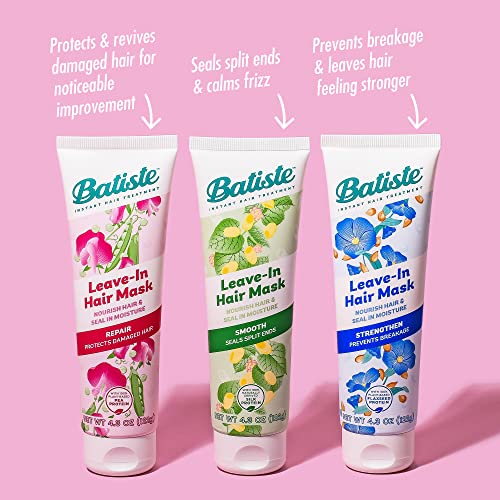 Batiste Leave-In Hair Mask & Heat Protectant, 4.3oz (Pack of 2) - Nourishing Formula with Vitamin E