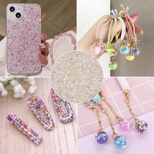 Translucent Micro Beads for Nail Art, 50g Ivory Glass Caviar Decorations