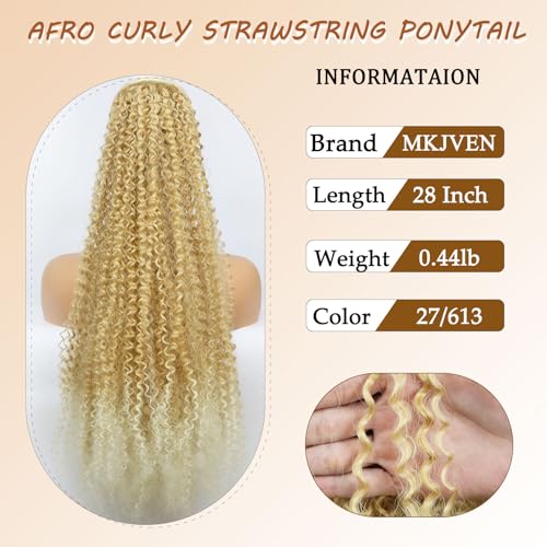 28 Inch Afro Kinky Curly Drawstring Ponytail Extension for Black Women