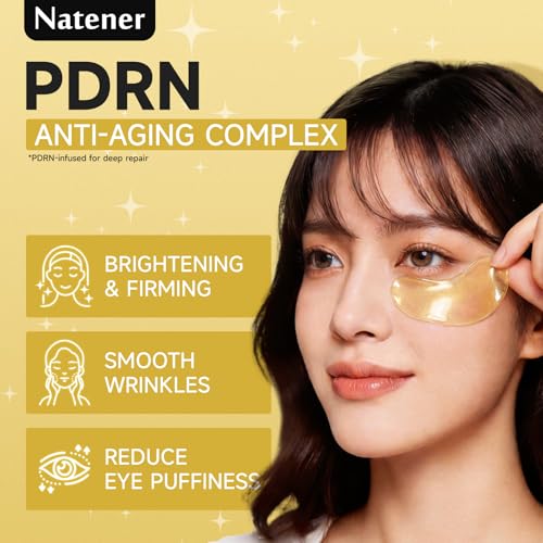 Natener 30 Pairs Gold Under Eye Patches - Brighten, Firm & Hydrate