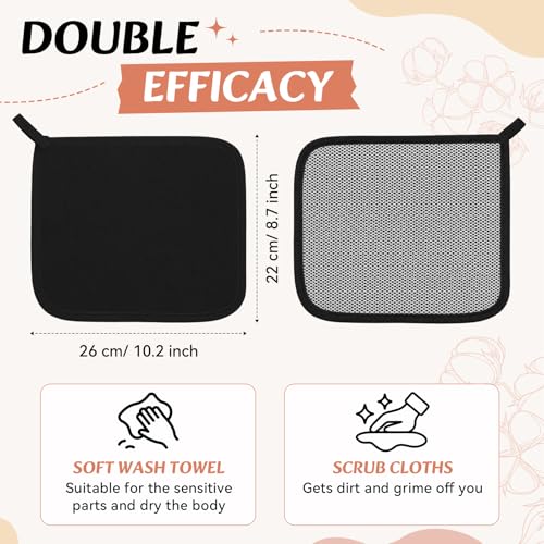 Black Exfoliating Face & Body Wash Cloths - 5 Pack Spa Towels for Skin Care