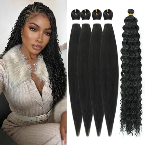 26 Inch Black Pre-Stretched Deep Wave Curly Braiding Hair Extensions