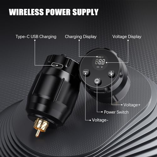 LIUMATE Wireless Tattoo Power Supply - 1500mAh RCA Cordless Battery Pack
