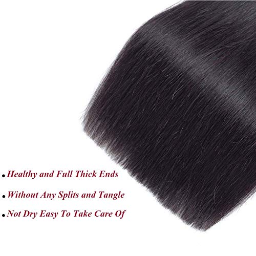 Amella 10 Inch Brazilian Virgin Hair Bundle - Unprocessed Straight Weave, Natural Black