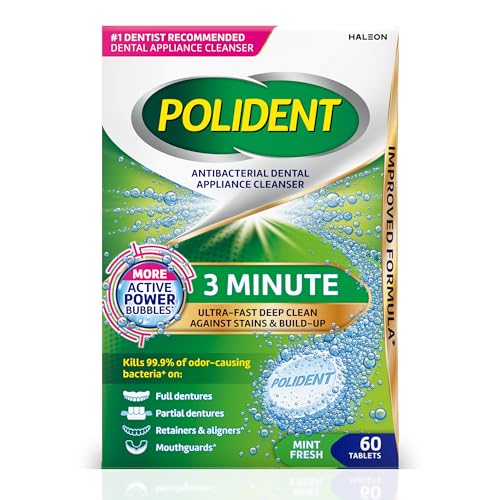 Polident 3 Minute Antibacterial Retainer Cleaner Tablets, 60 Count (Pack of 1)