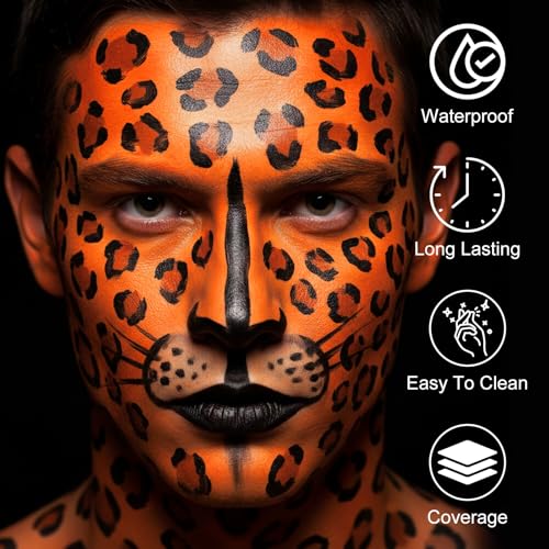 Orange Waterproof Face and Body Paint Stick - Non-Toxic Cream for Halloween & Sports