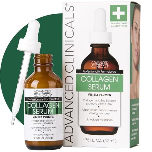 Advanced Clinicals Collagen Serum - Anti-Aging Face Serum with Hyaluronic Acid, 1.75 Fl Oz