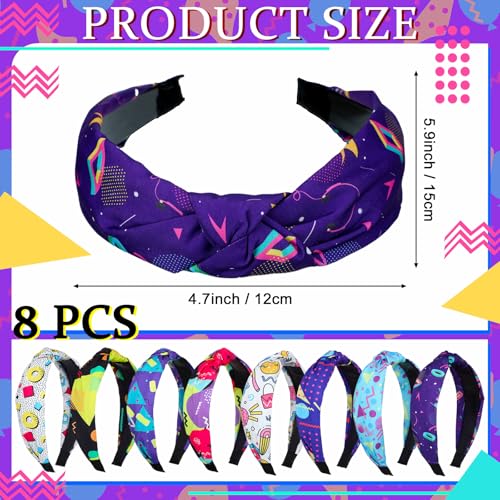 80s 90s Neon Knotted Headbands for Women - 8 Unique Styles