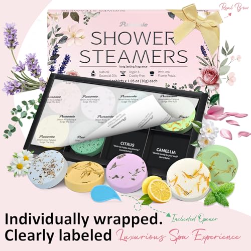 Pink Shower Steamers Aromatherapy Gift Set - 8 Pack for Relaxation, Spa, and Self Care