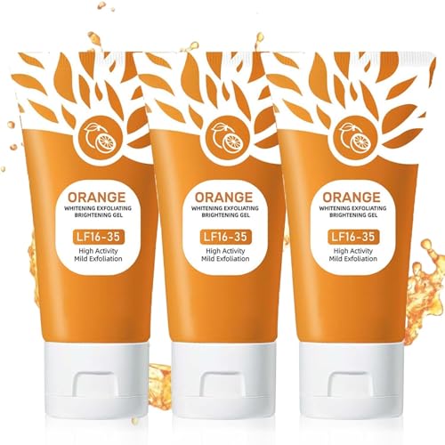 Sheghy 3pc Orange Exfoliating Gel Scrub for Face & Body - Gentle Enzymatic Deep Cleansing, Moisturizing, All Skin Types