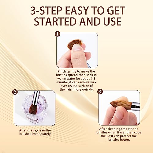 Shine Chance #14 Oval Acrylic Nail Art Brush Brown Kolinsky Sable for Manicure