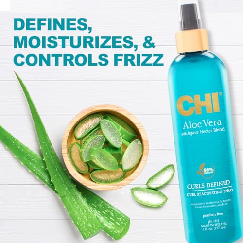 CHI Aloe Vera Curl Reactivating Spray - Hydration for Curls, 6 Oz