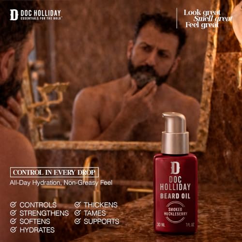 Doc Holliday Beard Oil, Smoked Huckleberry, Softens, Controls & Adds