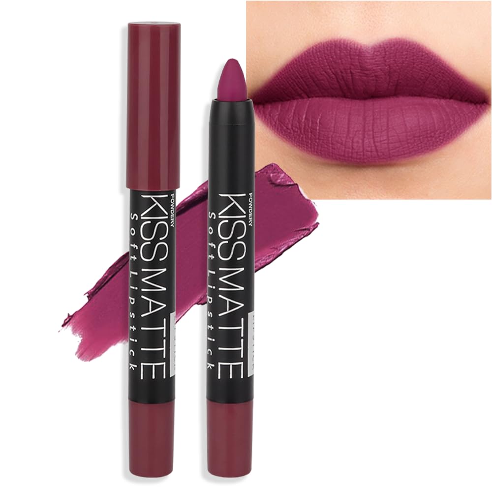 Matte Lipstick - Long-Lasting Velvet Lip Crayon with Waterproof Formula | Smooth Lightweight Lip Color, 08