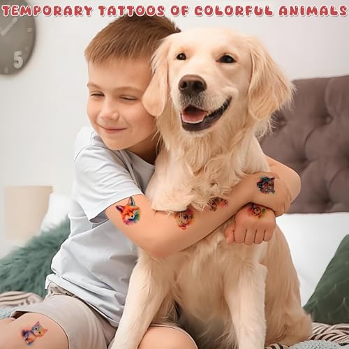60 PCS Watercolor Animal Temporary Tattoos for Kids' Parties