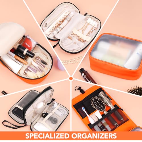 Idcymoul Orange 5-Piece Travel Toiletry Bag Set for Women - Organizer