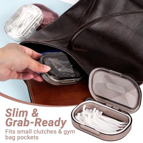 Adorila Travel Cotton Swab Case 2-Pack Grey White Slim Portable Organizer