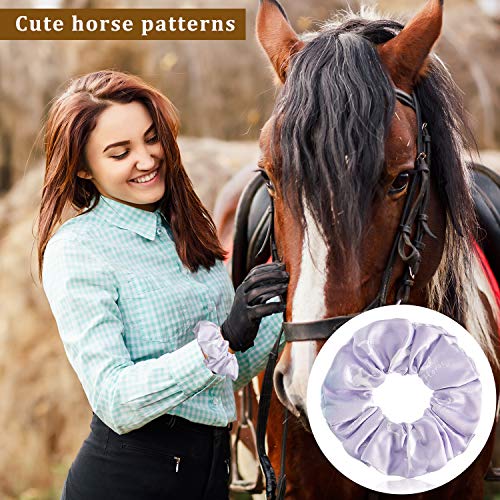 12 Pcs Horse-Themed Satin Hair Scrunchies for Women & Girls - Colorful Ponytail Holders