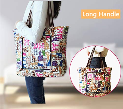 Couragejoy Foldable Waterproof Reusable Grocery Bags - Heavy Duty Tote