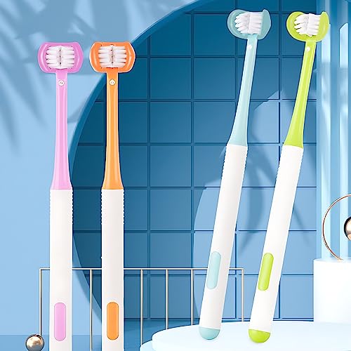 CMHX 3-Sided Autism Toothbrush 360° U-Shaped 4-Piece Mix Color Soft Bristles