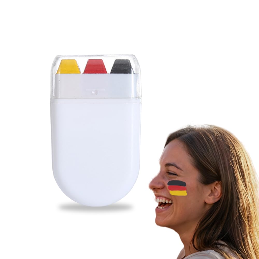 Jurfest Face Paint Stick for Football, Washable, Easy Apply, for Sports Game Day, Parties (1, Black, Red, Yellow (Germany))