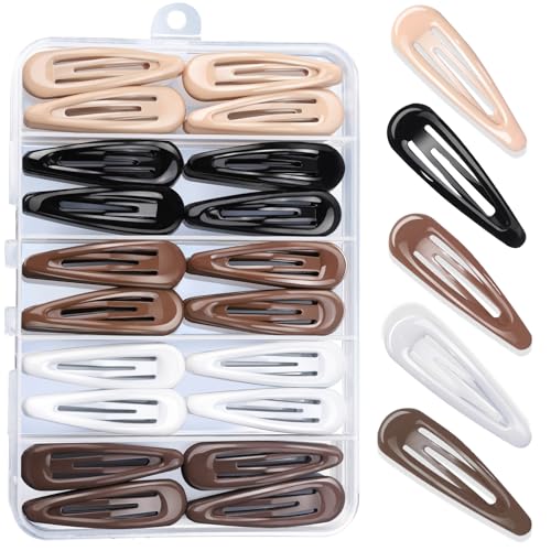 Teenitor 50Pcs Snap Hair Clips - 2 Inch Metal Barrettes in 5 Colors
