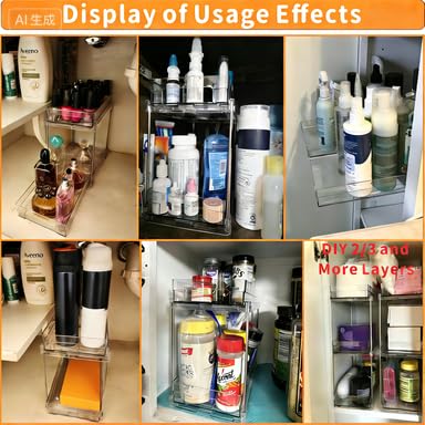2-Tier Pull-Out Cabinet Organizer for Bathroom & Kitchen Storage
