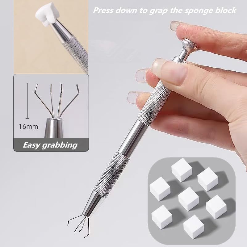100Pcs Ombre Nail Art Sponges with Grabbing Pen & Palette