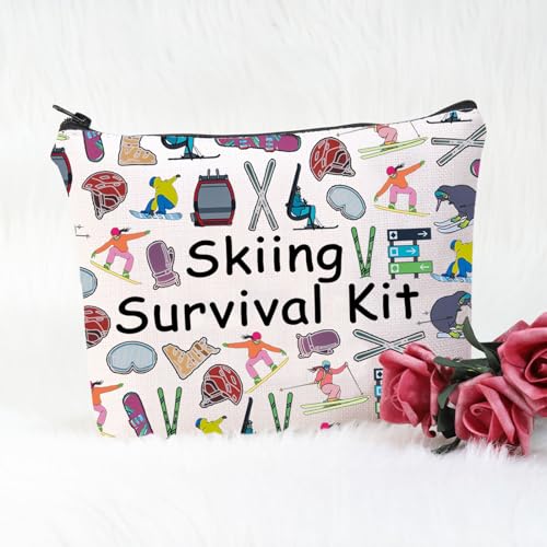 POFULL Skiing Survival Kit Makeup Bag for Women - Winter Sport Cosmetic Organizer