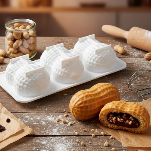 Peanut Shaped Silicone Baking Mold - 3-Cavity Pastry Maker