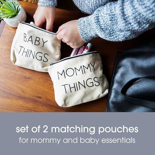 Pearhead Mommy and Baby Canvas Zipper Pouch Set - 2 Organizers