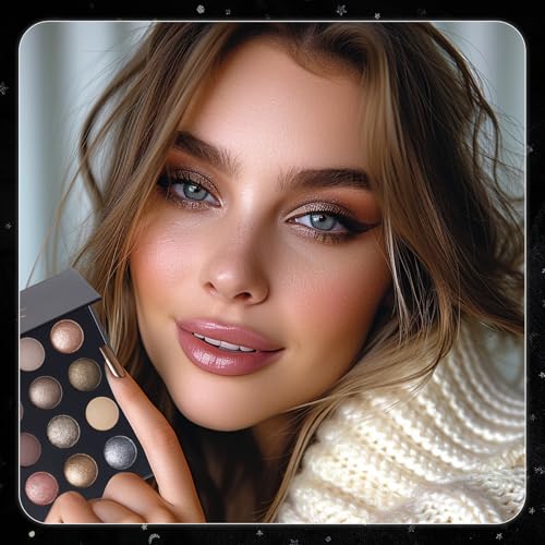 UCANBE 16-Shade Baked Eyeshadow Palette – Matte, Satin & Glitter Neutrals