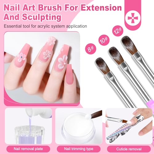 AILALUO Acrylic Nail Kit with Clear, White, Pink Powder & Tools - Gold