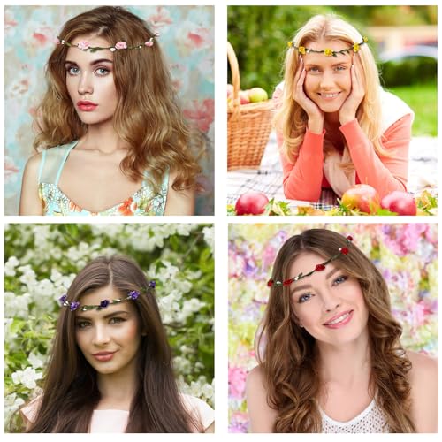 Dizila Flower Crown Headbands Set for Women Girls Teens - Wedding, Festival & Party Accessories
