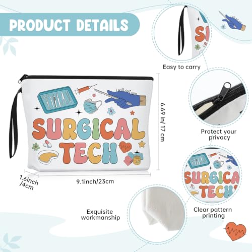 Kacctyen Surgical Tech Gifts Set - 3 pcs Appreciation Makeup Bag, Glass Cup, Keychain