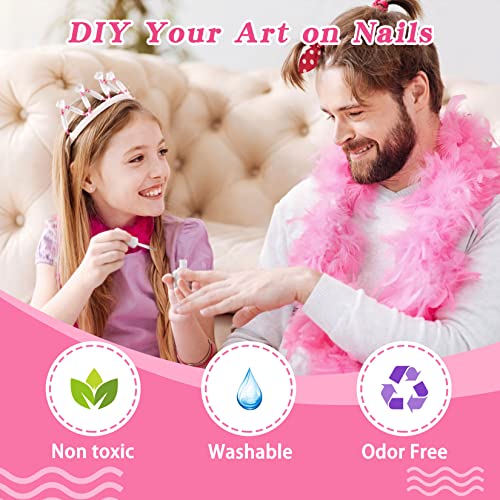 Wakaniya Kids Nail Polish Set 12 Candy Colors for Girls - Safe Toddler Peel-Off Nail Kit with Stickers - Variant A