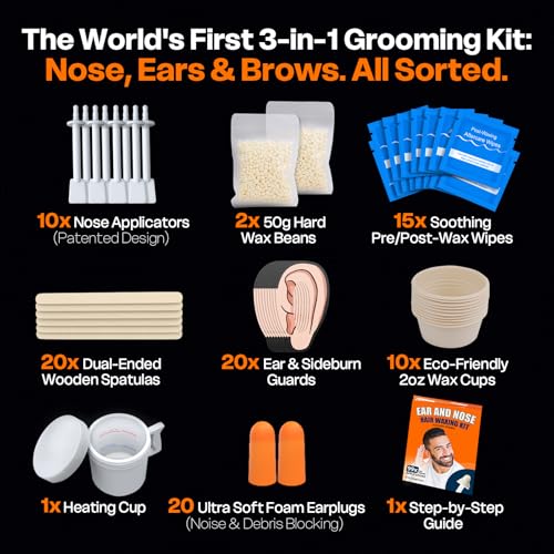 Wokaar Ear and Nose Hair Removal Wax Kit - 100g Wax, 30 Sticks
