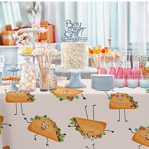 Mexican Taco Print Tablecloth - 53"x98" Rectangular Party Cover