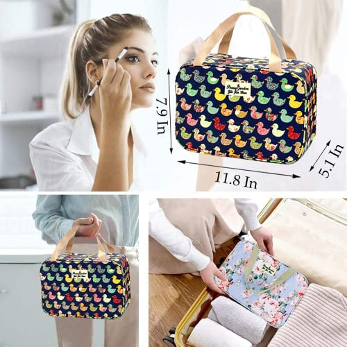 Large Canvas Travel Makeup Bag - Navy Duck Toiletry Organizer Clutch