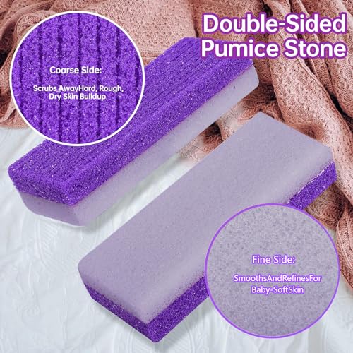 Foot Callus Remover Set with Foot File Pumice Stones & Nail Brush - Pedicure Kit for Soft Feet