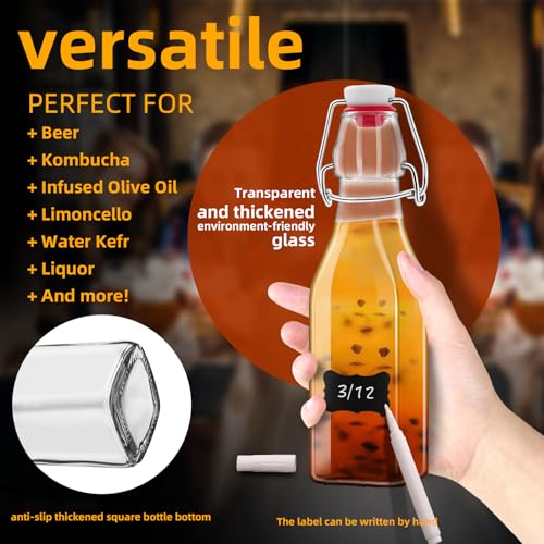 8oz Swing Top Glass Bottles - 2 Pack with Airtight Stoppers