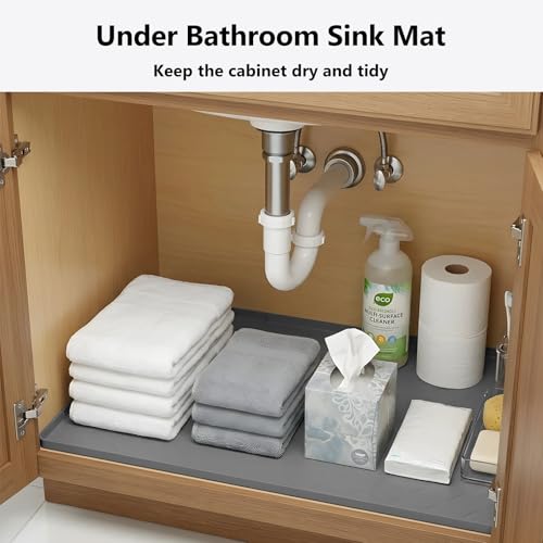 MateeyLife Waterproof Under Sink Mat 22" x 34" - Silicone Tray for Cabinet Protection