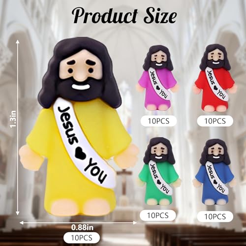 50 Pack Mini Jesus Figurines - Silicone Religious Party Favors